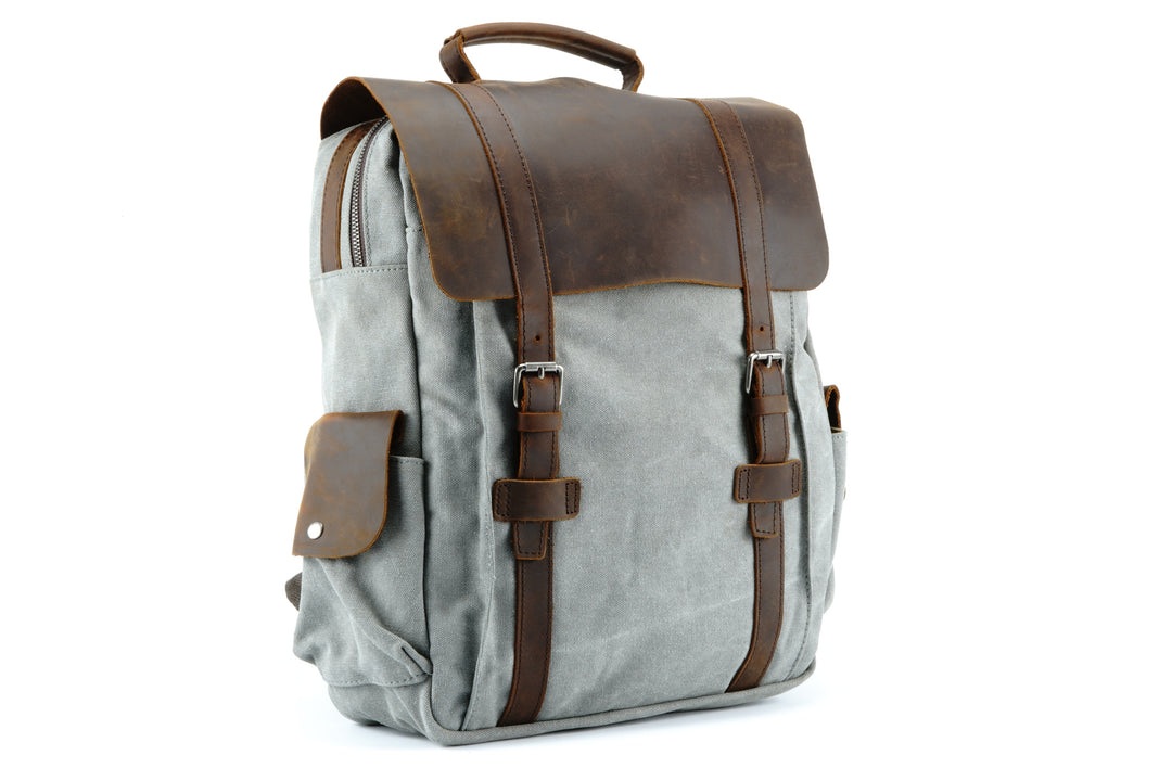 all american backpack leather canvas Co. Cleveland Leather Backpack,Nutmeg The Heritage Dark Brown and Brown Waxed