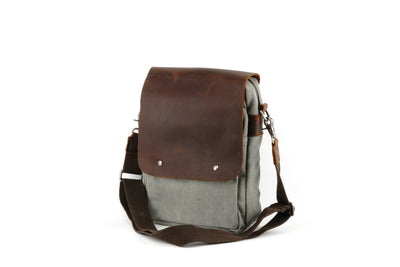 Medium Canvas Messenger Bag w/ Leather Cover