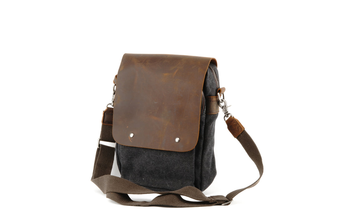 ★EMS★ CANVAS LEATHER MINI BAGBROWN Mini Crossbody Tote | Leather Crossbody Bags & Handbags