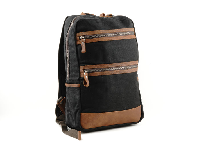 Waxed Canvas Backpack with 4 Zipper Openings, 100% Waterproof Canvas