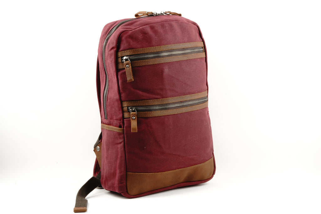 canvas leather backpack zipper Waxed Canvas Backpack with 4 Zipper Openings, 100% Waterproof Canvas