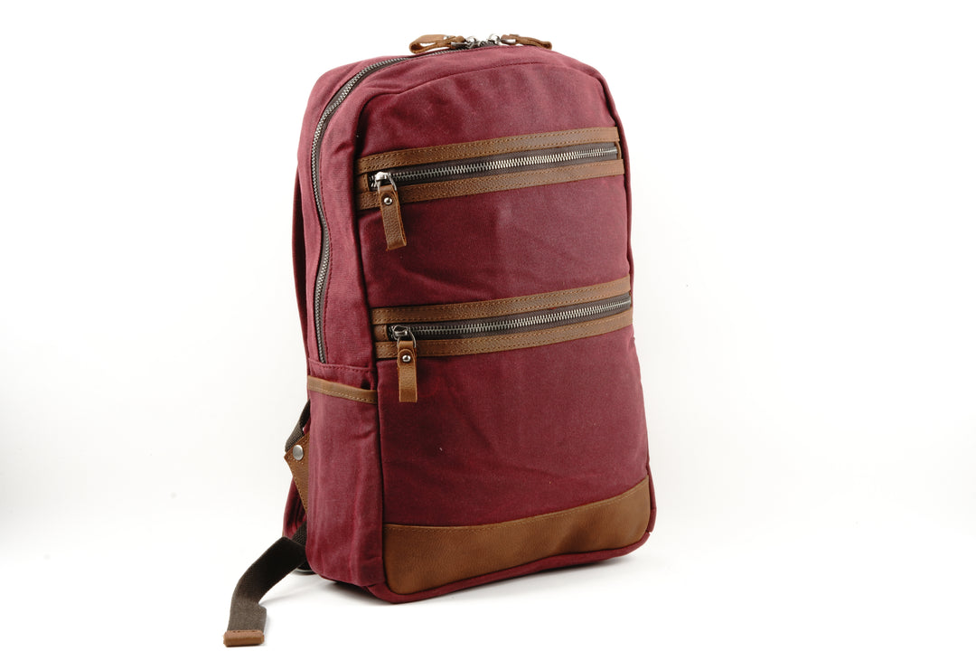 Waxed Canvas Backpack with 4 Zipper Openings, 100% Waterproof Canvas