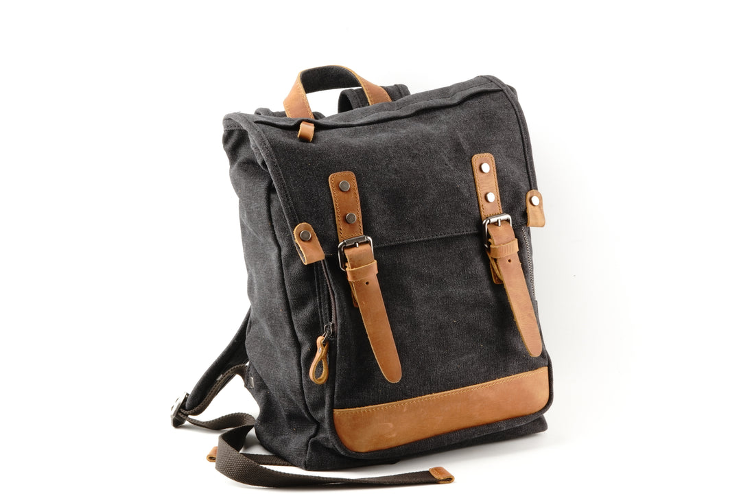 Chic Canvas Backpack w/ Canvas Flap – United Leather New York