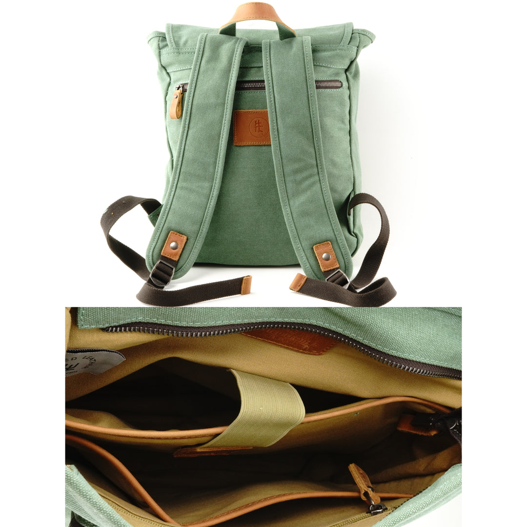 canvas and leather backpack womens Chic Canvas Backpack w/ Canvas Flap – United Leather New York
