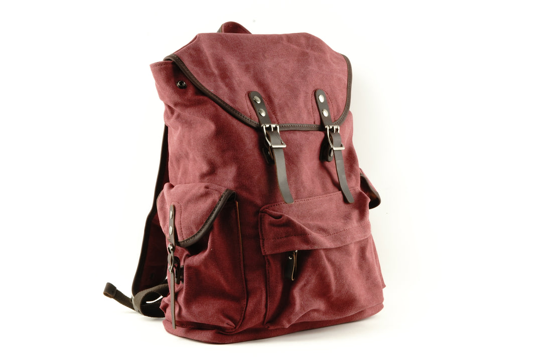 United Leather Canvas Backpack with Leather Accents Backpacks – United Leather New York main image 4